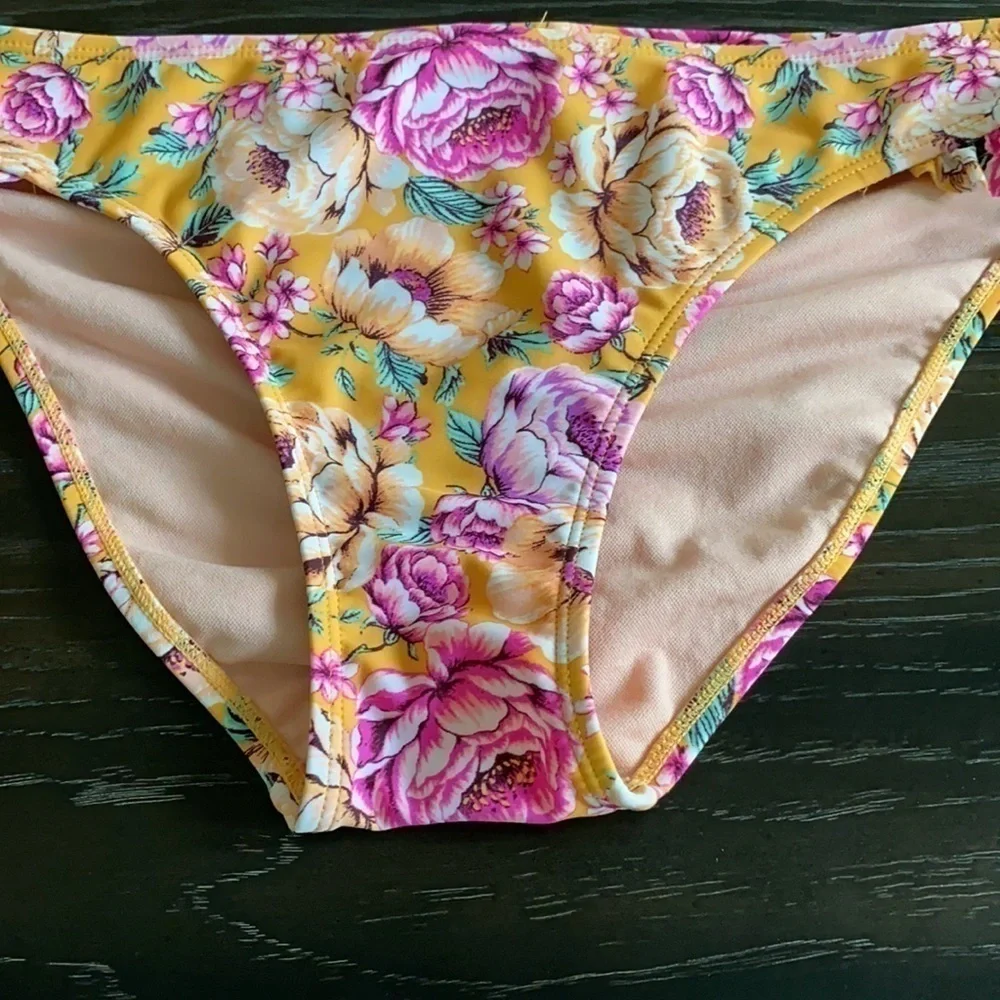 Orange & Pink Floral Bikini Hipster Bottom XL
